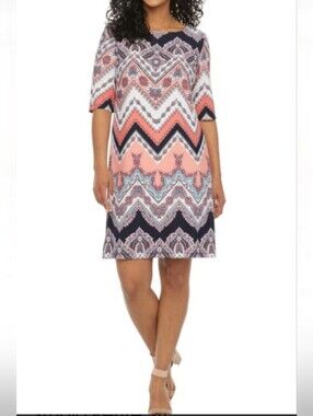 Dress Women Studio one Dress Size PXL coral Navy Ivory brand new Midi